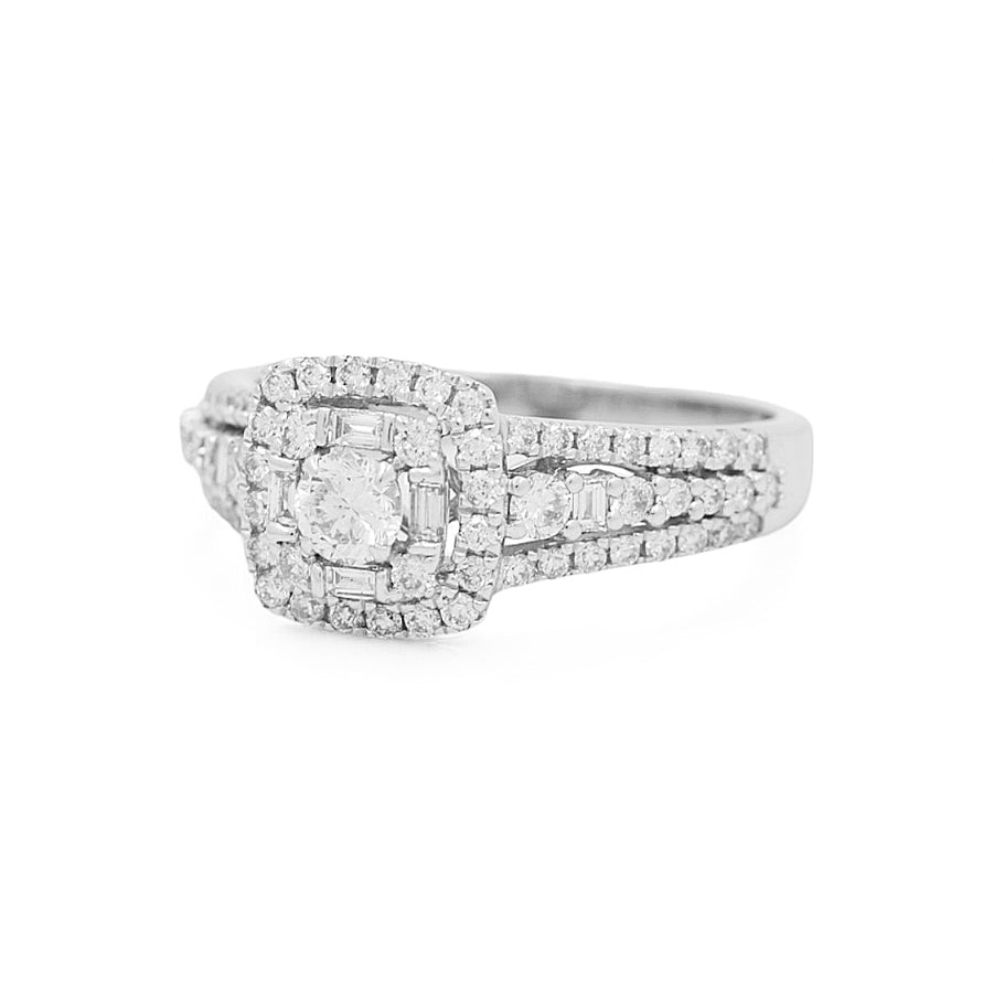 14K White Gold Bridal Woman Ring with Diamonds