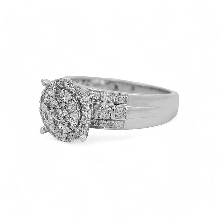 14K White Gold Bridal Woman Ring with Round Diamonds