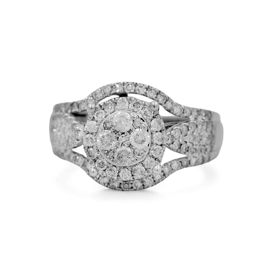 14K White Gold  Bridal Woman Ring with Diamonds