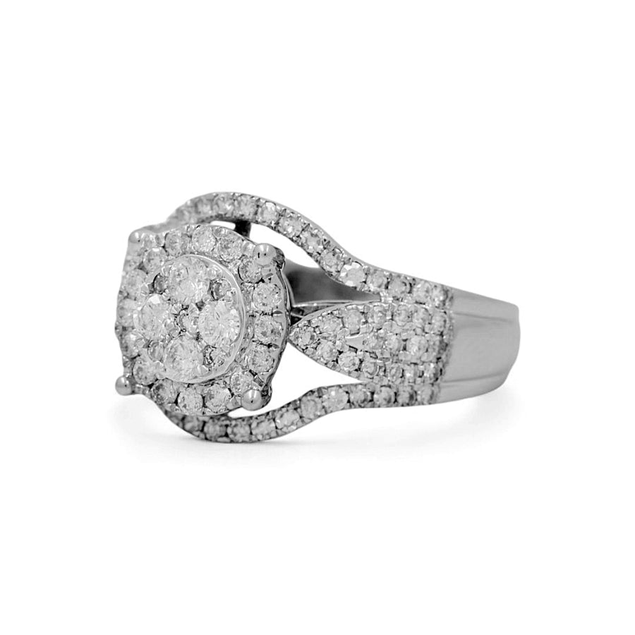 14K White Gold  Bridal Woman Ring with Diamonds