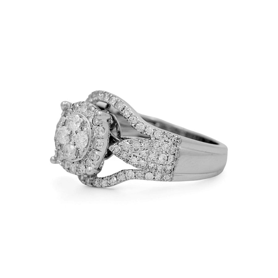 14K White Gold  Bridal Woman Ring with Diamonds