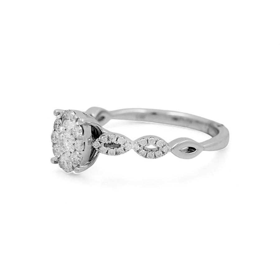 14K White Gold  Oval Bridal Woman Ring with Round Diamonds