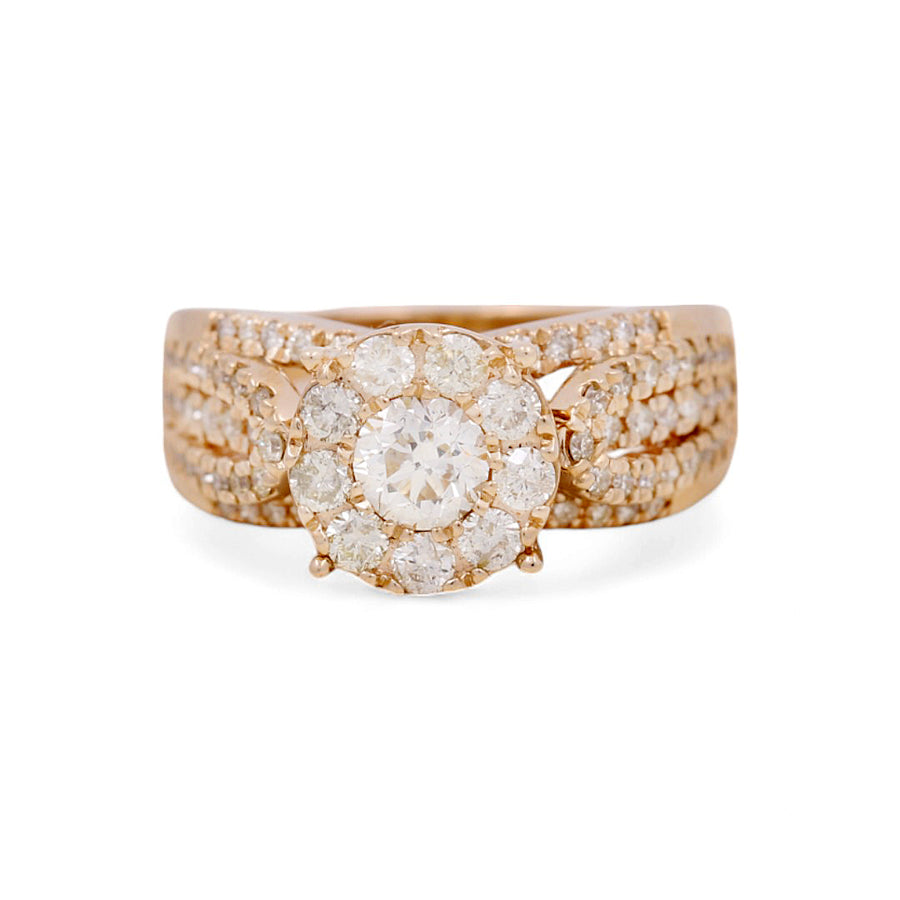 14K Yellow Gold Bridal Woman Ring with Diamonds