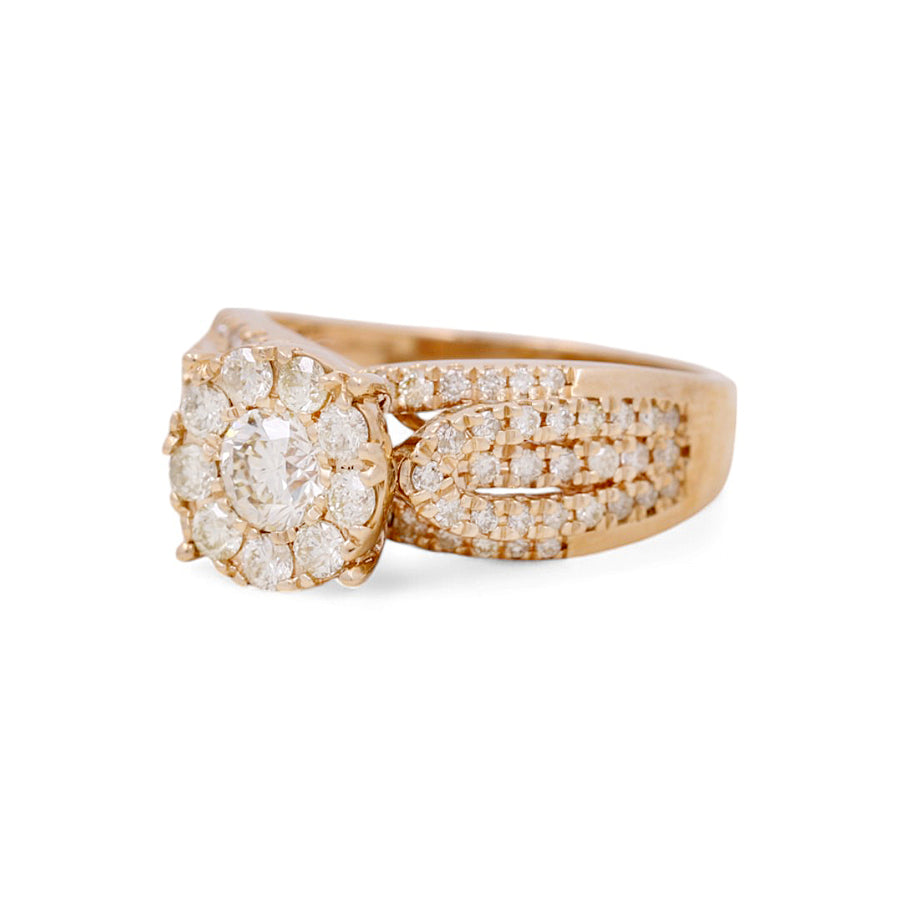 14K Yellow Gold Bridal Woman Ring with Diamonds