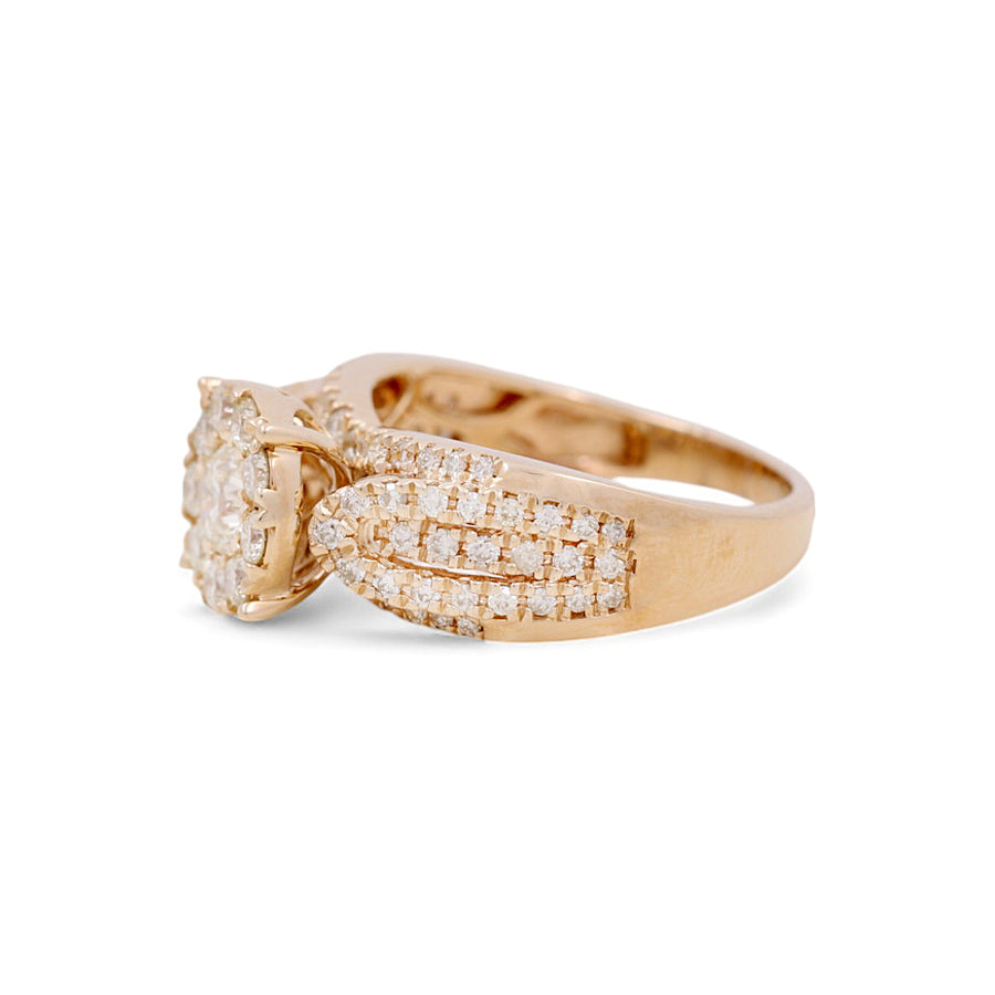 14K Yellow Gold Bridal Woman Ring with Diamonds