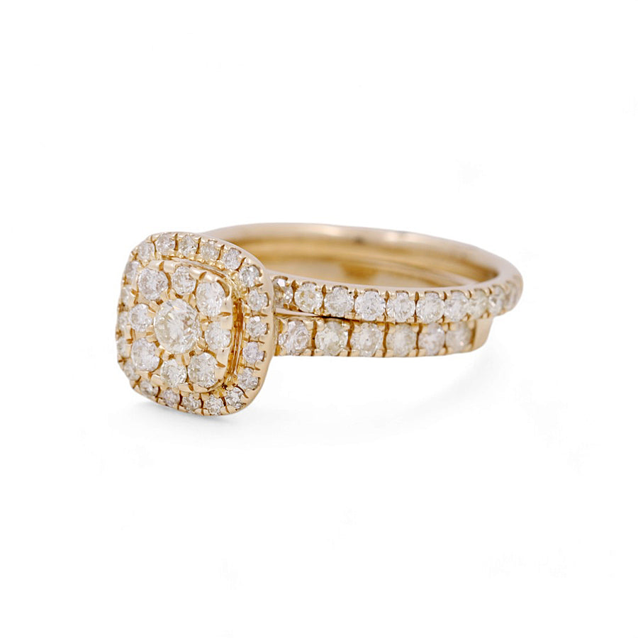 14K Yellow Gold Bridal Woman Ring with Diamonds