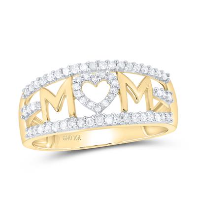 10K Yellow Gold  Mom Woman Fashion Ring with 0.25Tw Round  Diamonds