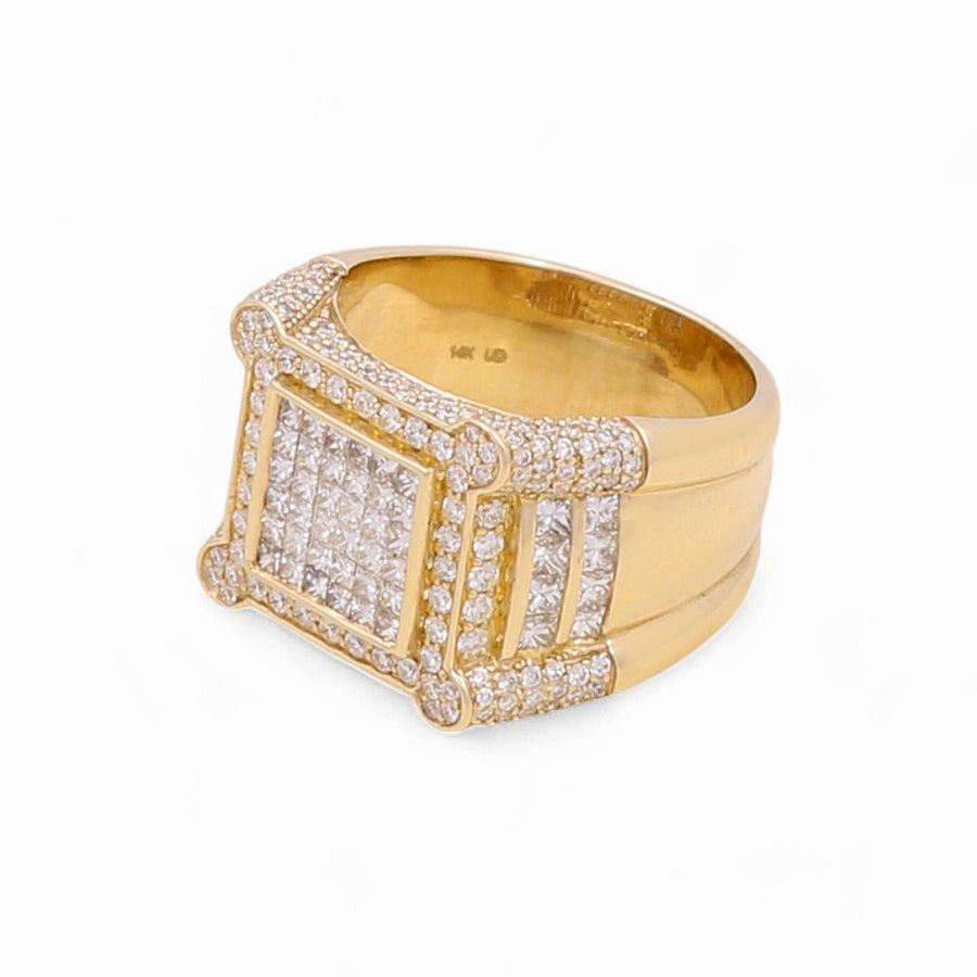 Yellow Gold 14k  Contemporary Diamond Ring with 2.75Tw Princess Diamonds