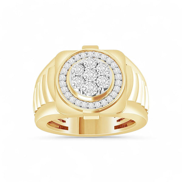 Yellow Gold 10k  Modern Diamond Ring with  0.50 Tw Round Diamonds