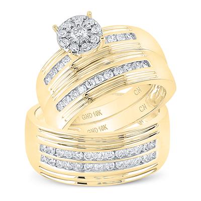 10k Yellow Gold  Fashion 3 Pieces Set with 1.00 tw Round Diamonds