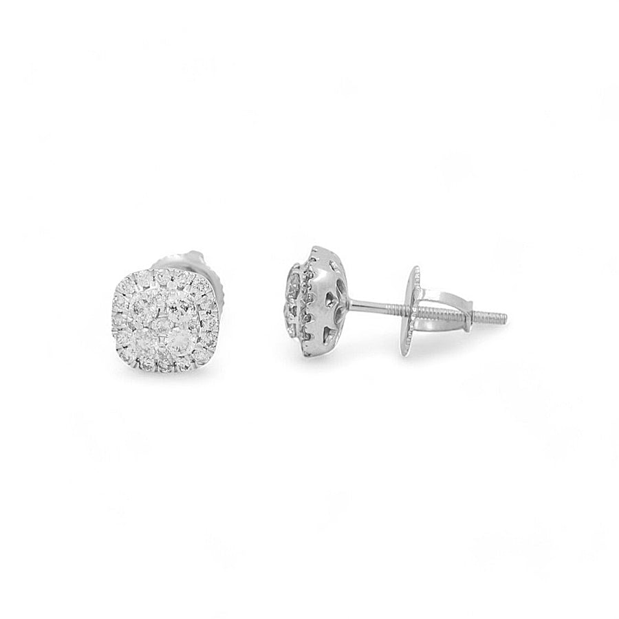 14K White Gold Earrings with Round Diamonds