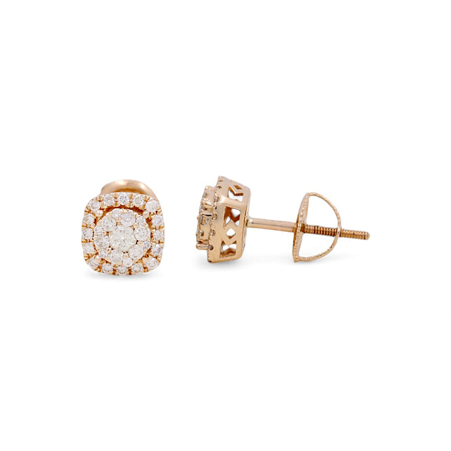 14K Yellow Gold  Earrings with Round Diamonds