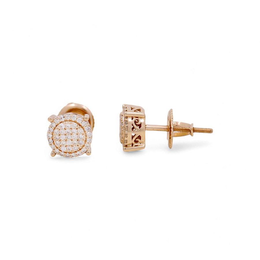 14K Yellow Gold Earrings with Round Diamonds