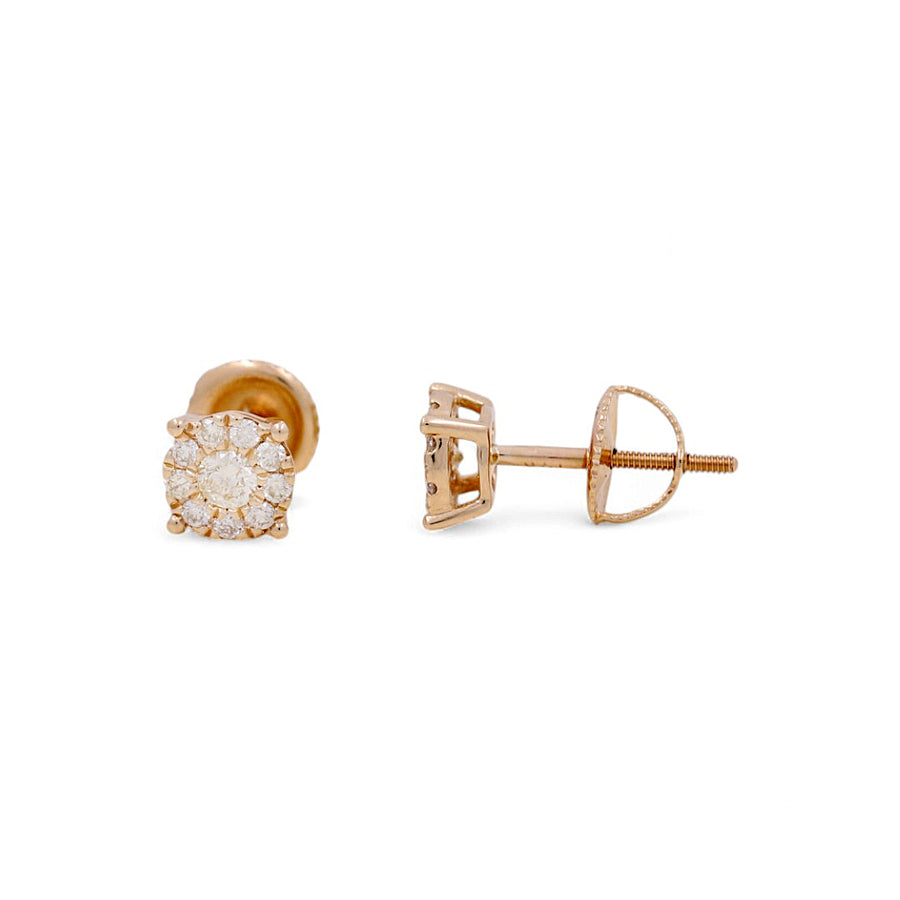 14K Yellow Gold Earrings with Round Diamonds