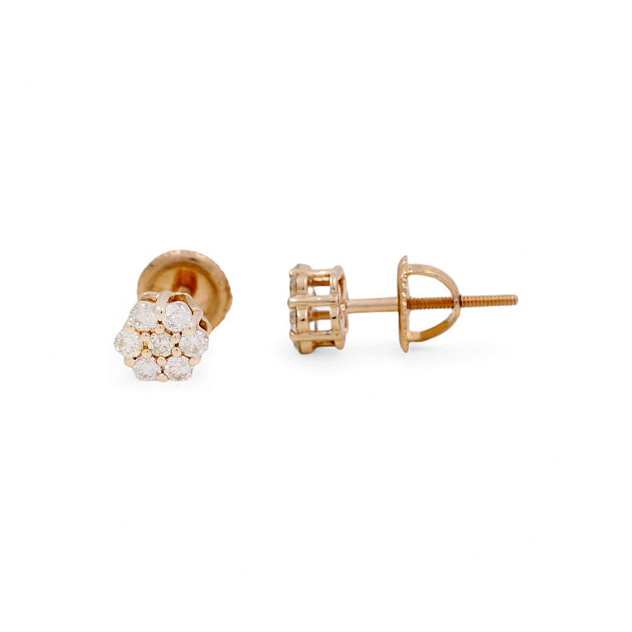 14K Yellow Gold Earrings with Round Diamonds