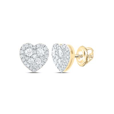 14K  Yellow Gold Heart  Earrings with 0.50Tw Round Diamonds