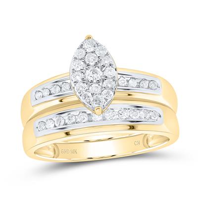 10k Yellow Gold  Modern  3 Pieces Set with 0.75 tw Round Diamonds