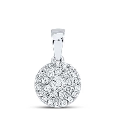 10k White Gold Round Women's Pendant with 0.25Tw Round Diamond