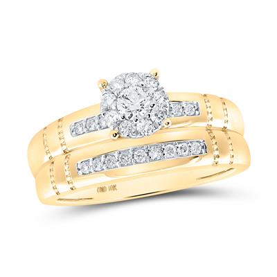 10k Yellow Gold  Classic 3 Pieces Set with 0.50 tw Round Diamonds