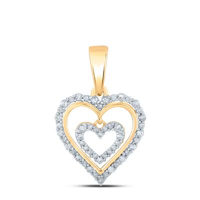 10k Yellow Gold Heart Women's Pendant with 0.25Tw Round Diamond