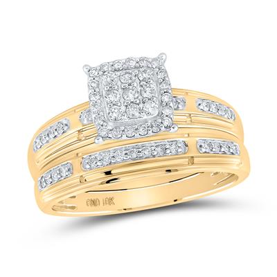 10k Yellow Gold  Contemporary 3 Pieces Set with 0.40 tw Round Diamonds