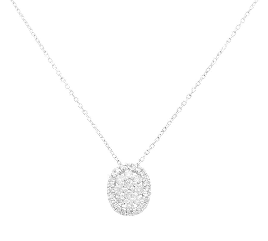 14K White Gold Fancy Link Diamond Women's Necklaces with 0.25Tw Round Diamonds