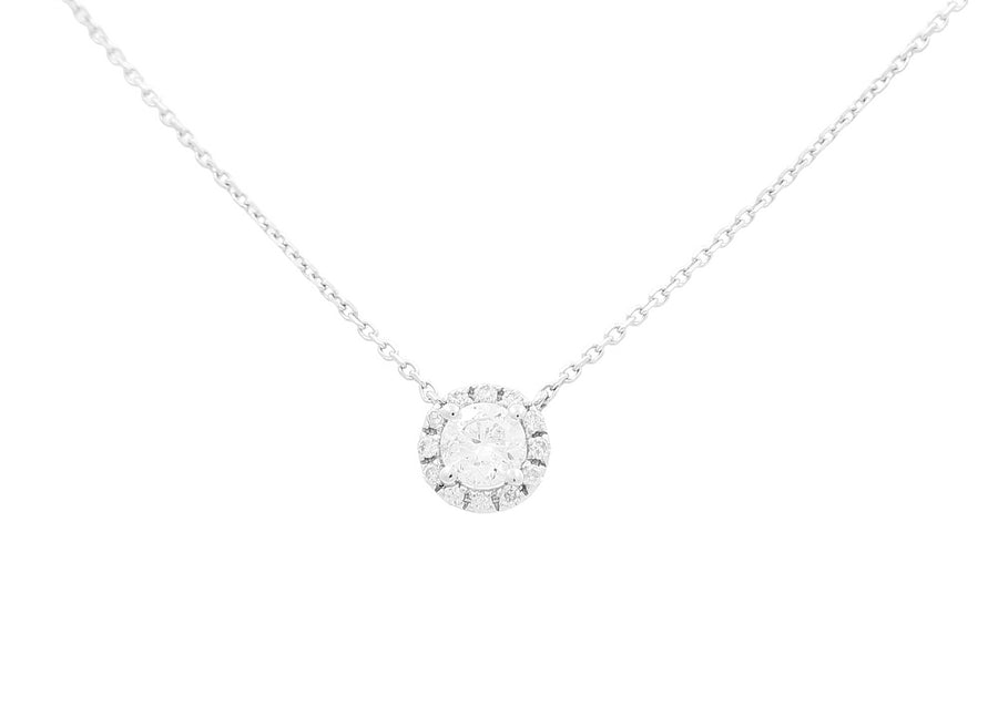 14K White Gold Moderm Diamond Women's Necklaces with 0.32Tw Round Diamonds