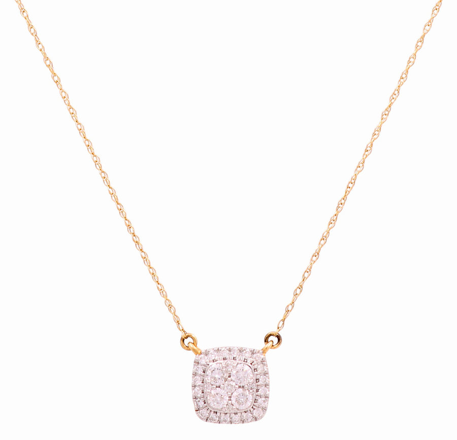 14K Yellow Gold Fancy Link Women's Necklaces with 0.33Tw Round Diamonds