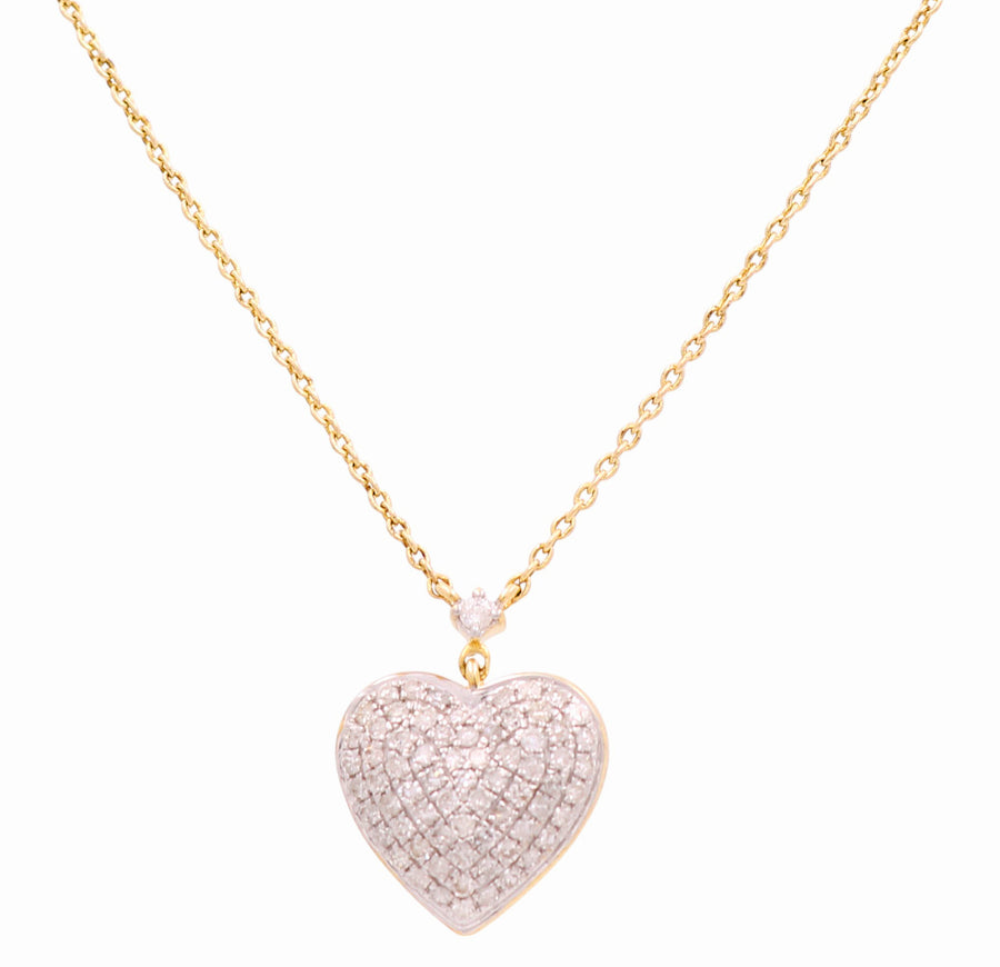 10K Yellow Gold Heart Women's Necklaces with 0.50Tw Round Diamonds