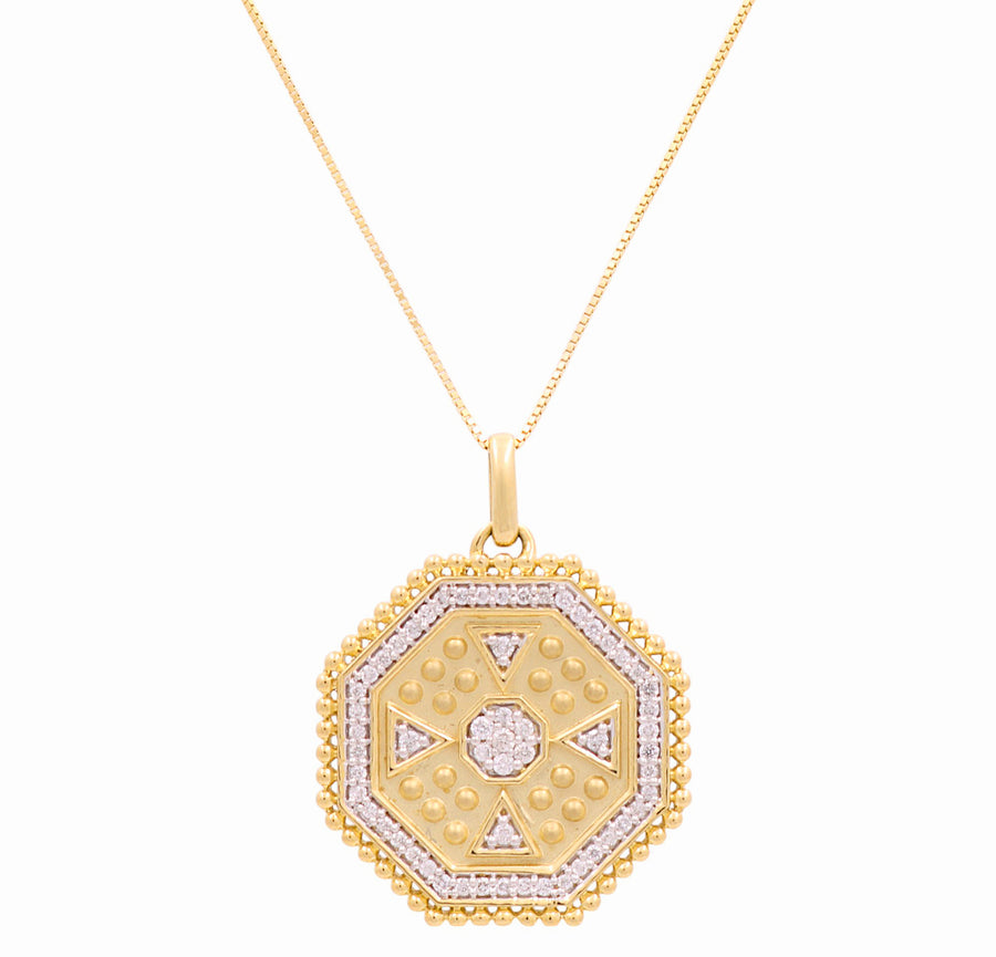 10K Yellow Gold Classic  Necklaces with 0.25Tw Round Diamonds