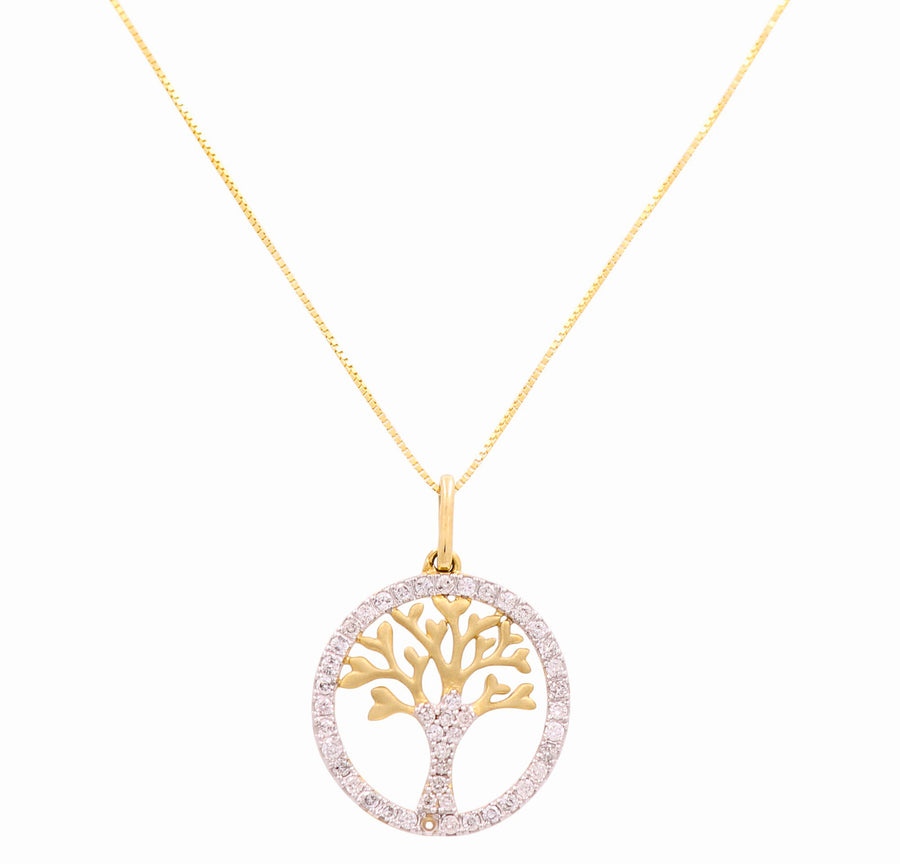 10K Yellow Gold Classic  Necklaces with 0.33Tw Round Diamonds