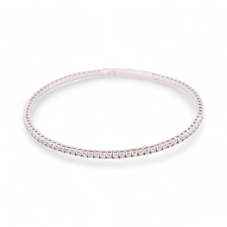 White Gold 18K  Bangle Bracelet With 0.85 Tw Round Diamonds