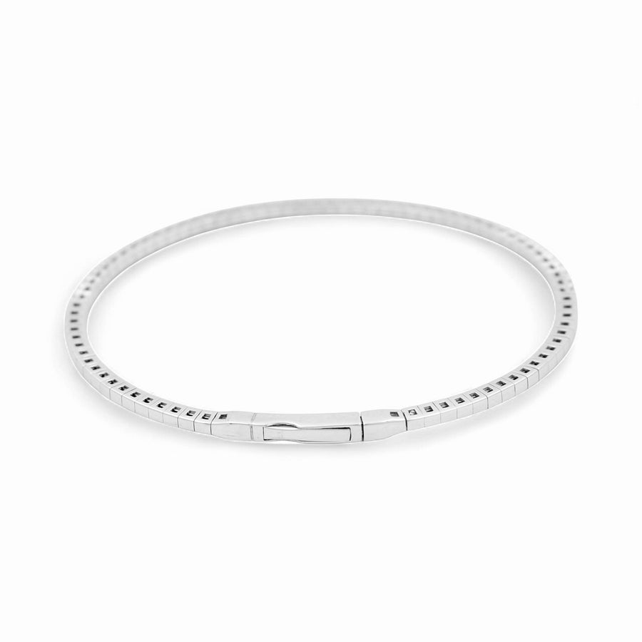 White Gold 18K  Bangle Bracelet With 0.85 Tw Round Diamonds