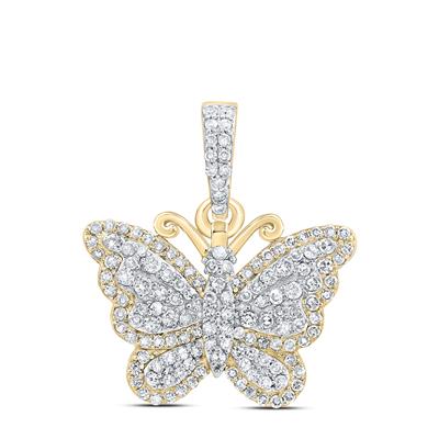 10k Yellow Gold  Butterfly Women's Pendant with 0.37Tw Round Diamond