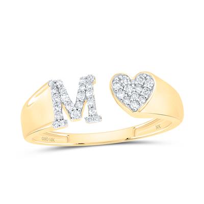 Yellow Gold Initial Ring With Diamonds