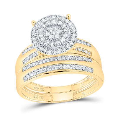 10k Yellow Gold  Modern 3 Pieces Set with 0.62 tw Round Diamonds