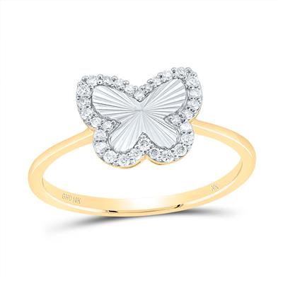 10K Yellow Gold Butterfly  Fashion Ring with 0.20Tw Round  Diamonds