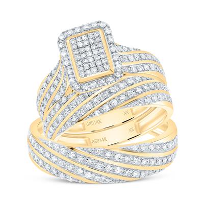 14k Yellow Gold  Classic 3 Pieces Set with 0.75 tw Round Diamonds