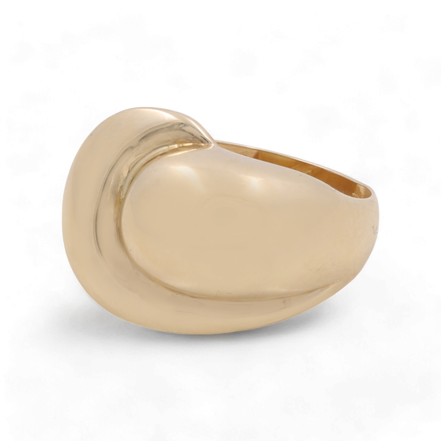 The 14K Yellow Gold Fashion Women's Ring by Miral Jewelry features a stunning dome-shaped design with broad, curved details set against a plain white background—an exquisite fashion accessory perfect for any occasion.