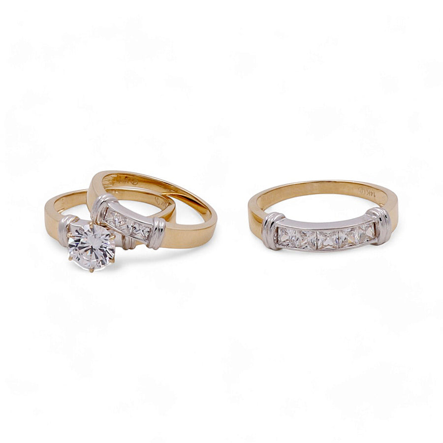 14K Yellow Gold Bridal Trio Rings