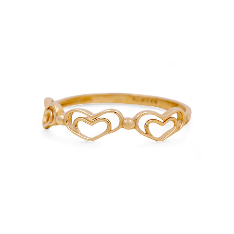 14K Yellow Gold Hearts Fashion Women's Ring