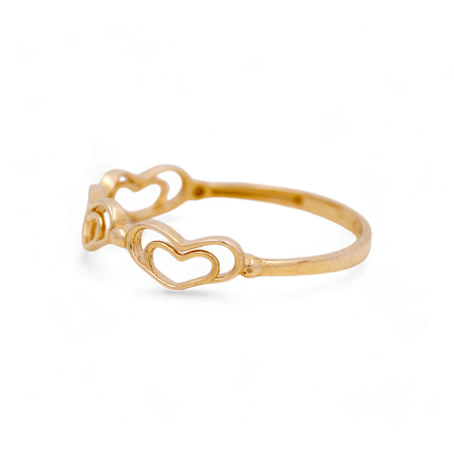 14K Yellow Gold Hearts Fashion Women's Ring