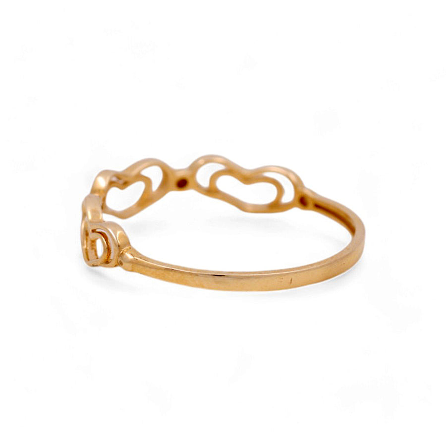 14K Yellow Gold Hearts Fashion Women's Ring