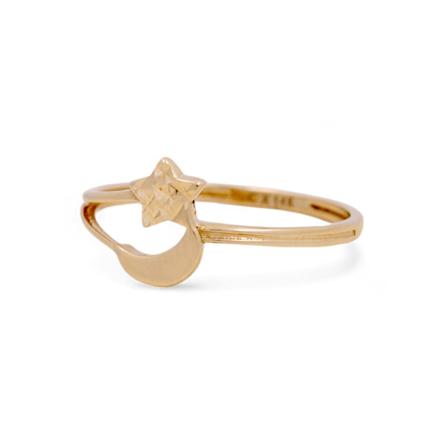 14K Yellow Gold Star and Moon Fashion Women's Ring