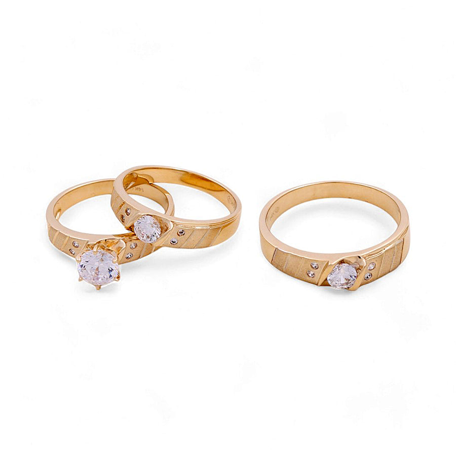 14K Yellow Gold Bridal Trio Rings