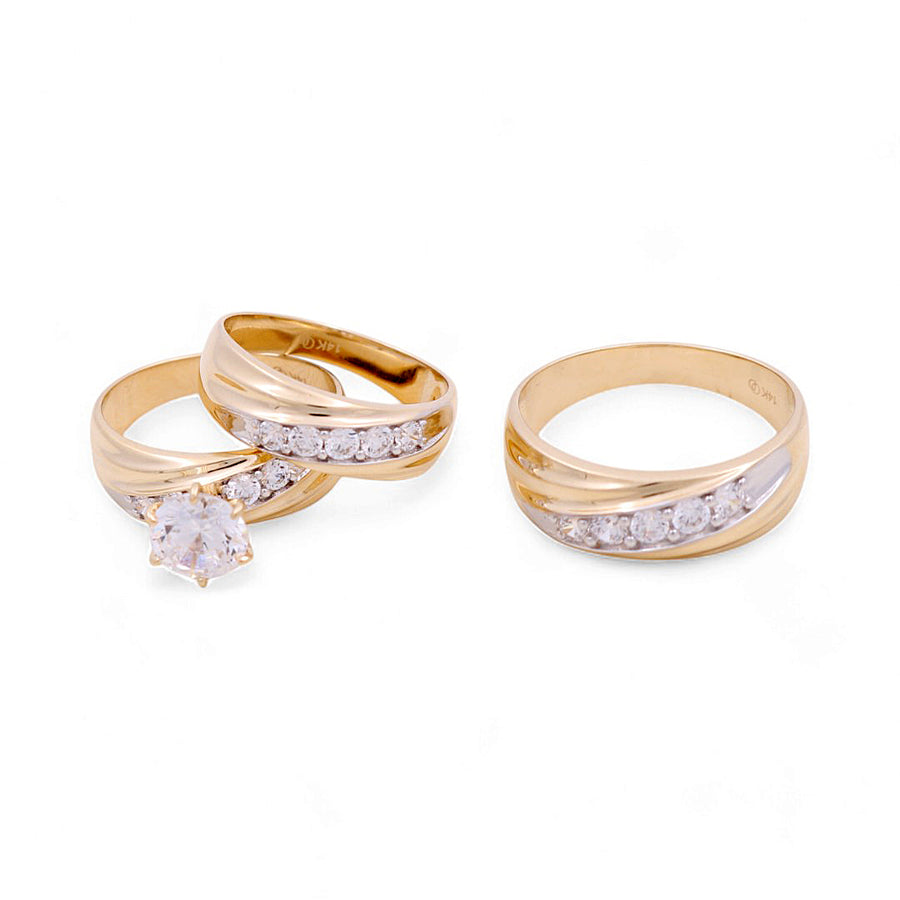 14K Yellow Gold Bridal Trio Rings