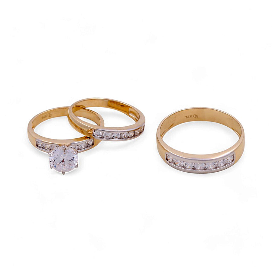 14K Yellow Gold Bridal Trio Rings