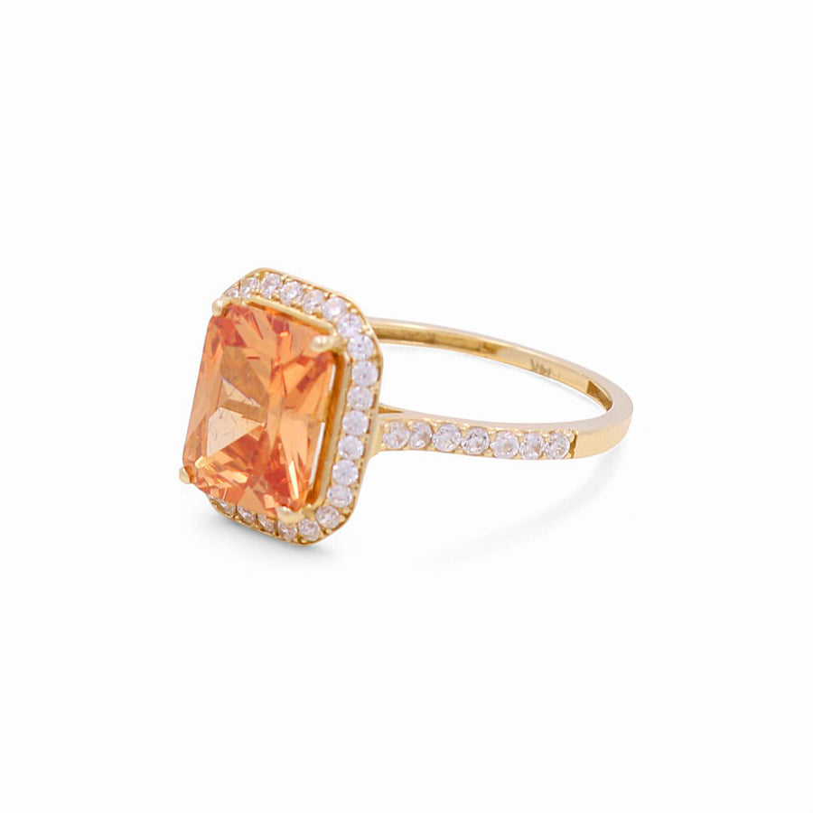 14K  Yellow Gold Orange Square Fashion Women's Ring