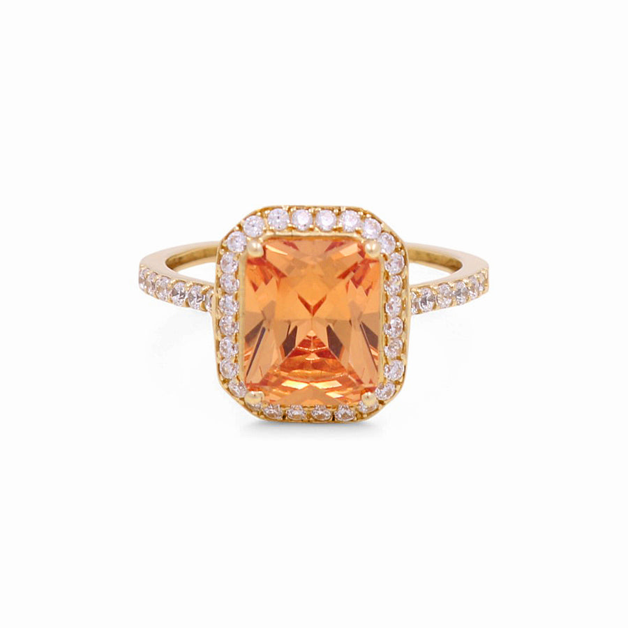 14K  Yellow Gold Orange Square Fashion Women's Ring