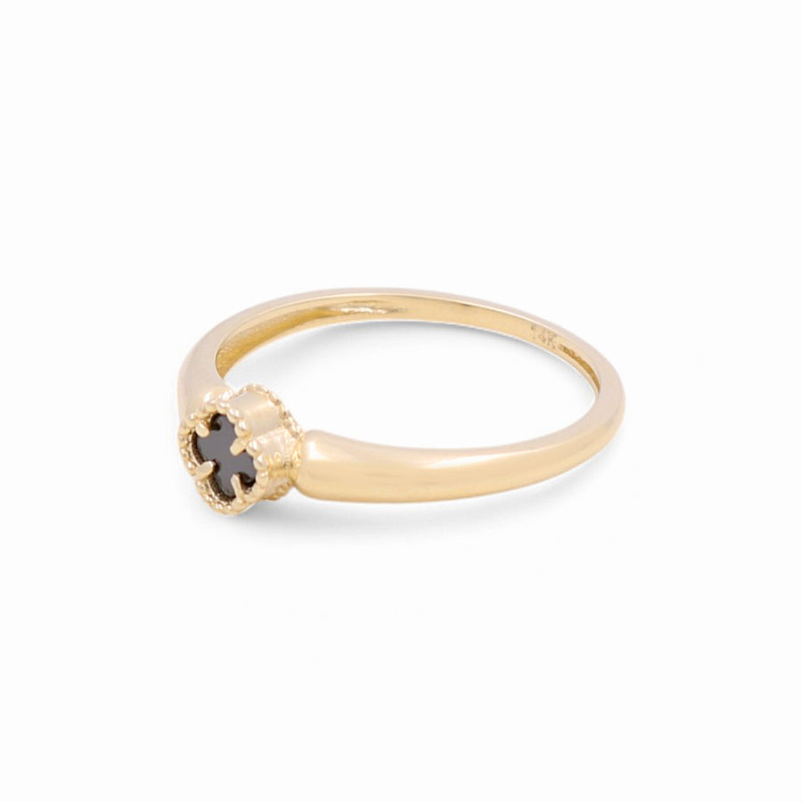 14K  Yellow Gold Black Clover Fashion Women's Ring